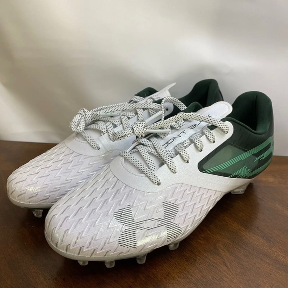 Under Armour Soccer Cleats Blur LUX MC Green White 3023190-301 Men’s Size 8 New - Picture 3 of 8